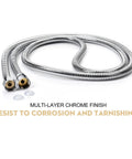 Extra Long 90 Inch Shower Hose With Brushed Chrome Finish, Lightweight Flexible Stainless Steel Handheld Hose With Brass Inner Core shown