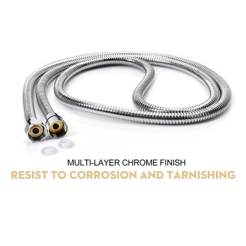 Extra Long 90 Inch Shower Hose With Brushed Chrome Finish, Lightweight Flexible Stainless Steel Handheld Hose With Brass Inner Core shown