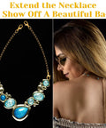Go-To Gold Jewelry Extenders Set For Necklaces, Bracelets, And Anklets used on a necklace worn by a woman to show off back