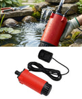 Heavy Duty Cordless Submersible Water Transfer Pump Delivers Strong 120 Liter Flow With 21V Lithium Ion Power in garden pond.