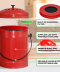 Outdoor Dual Chamber 43 Gallon Compost Tumbler Kit With 1.5 Gallon Kitchen Bin Lid And Charcoal Filter Rotating Design
