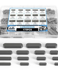Woodruff Key Stock Assortment Set 175 Pieces 15 Sizes in plastic case showing various carbon steel keys for machinery