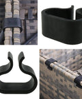 8 Piece Black No Slip Outdoor Patio Garden Wicker Rattan Furniture Clip Set For Sectional Sofas And Chairs Easy Install