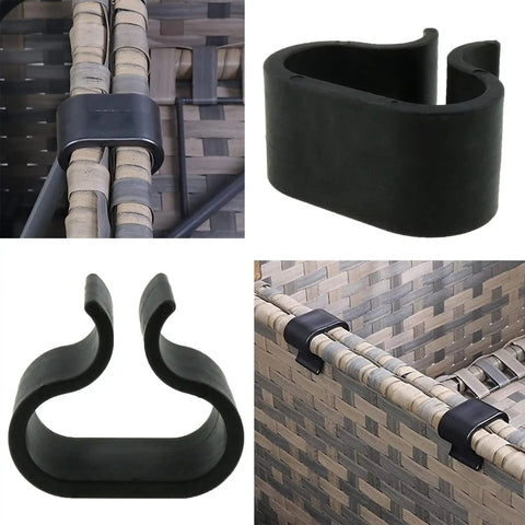 8 Piece Black No Slip Outdoor Patio Garden Wicker Rattan Furniture Clip Set For Sectional Sofas And Chairs Easy Install