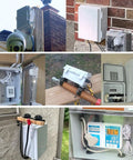 IP67 Waterproof Junction Box With Clear Hinged Cover And Stainless Steel Latch installed outdoors and indoors; various views