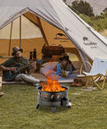 Smokeless Portable Propane Fire Pit For Outdoor Use With Lid And Handle Seventeen Point Three Inch Gas Fire Bowl at campsite