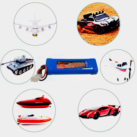 7.2V 3800mAh NiMH RC Battery 6 Cell With Tamiya Connector for cars, trucks, truggies, tanks, planes, boats, 2 pack, 1 charger