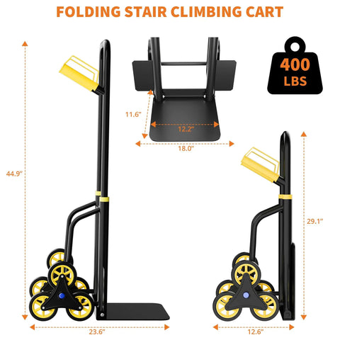 Heavy Duty Stair Climbing Hand Truck With 440 Lbs Capacity Featuring Six Swivel Wheels Telescopic Handle for easy hauling