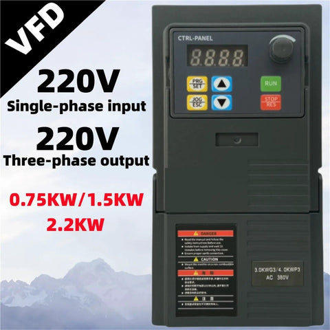 Economical 220V VFD Variable Frequency Drive Inverter Motor Speed Controller with digital display, single to three-phase