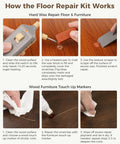 No Sweat Touch Up Kit For Scratches Cracks Dents Stains On Laminate Vinyl Hardwood Floors Or Wooden Furniture instructional steps.