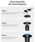 Assembly instructions for 30 Inch Oscillating Tower Fan For Bedroom With Remote Control Quiet 3 Speed Settings ETL Certified Black 7 Hour Timer. Step-by-step guide to assembling fan base with no tools needed.