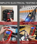 Pro Grade All In One Electrical Testing Kit With Digital Multimeter Non Contact Voltage Tester And Outlet Tester For Home DIY Use Auto Ranging AC DC Voltage Current Continuity Resistance And Frequency Breakpoint Finder displayed in use