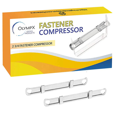 Heavy Duty Tempered Steel Prong Paper Fastener Bases 100 Pack Fits Standard Two Hole Punches Built Damn Tough For Zero Hassle Binding And Rock Solid Document Organization Pro Office Ready in box with two metal clips.