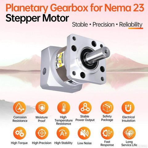 10 To 1 Planetary Gearbox For Nema 23 Stepper Motor 60 To 74 Mm Housing Backlash 15 Arcmin with features on display