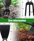 Two-In-One Garden Hoe Tool With Cultivator Rake And 45-Inch Handle For No-Fuss Weeding And Soil Prep, showing size info
