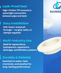 Leak-proof 3/4 inch bulkhead fitting with SIAMSEAL logo, ideal for aquaculture and hydroponics, easy installation, durable TPV material.