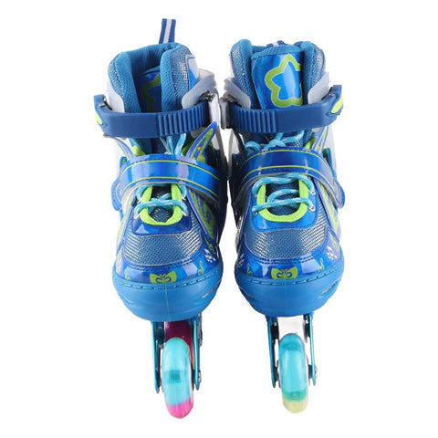 Kids Adjustable Inline Skates Blue With Light Up Wheels Breathable Comfort Fit For Smooth Outdoor Rolling Ideal Roller Blades