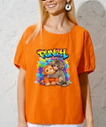 Woman wearing tshirt with Dope Monkey Punchs DTF Transfers 6 Pack For T Shirts Ready To Press Heat Transfer Stickers design