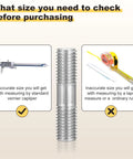 Premium Double End Threaded Stud Screws For Heavy Duty Electrical Appliances And Industrial Lamp Assembly shown with measurement tools.