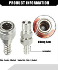 Five Sixteenth Inch Plug And Play Boat Fuel Connector Set with male and female sockets and locking nut, stainless steel set.
