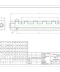 Technical drawing of Six Way Eight Port Air Compressor Manifold Inline Hose Distribution Block Splitter for Pneumatic Systems