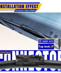 Replacement Windshield Wiper Blades Set For 2018 2022 BMW X3 And 2019 2022 BMW X4 Front Wipers on windshield showing OE connection
