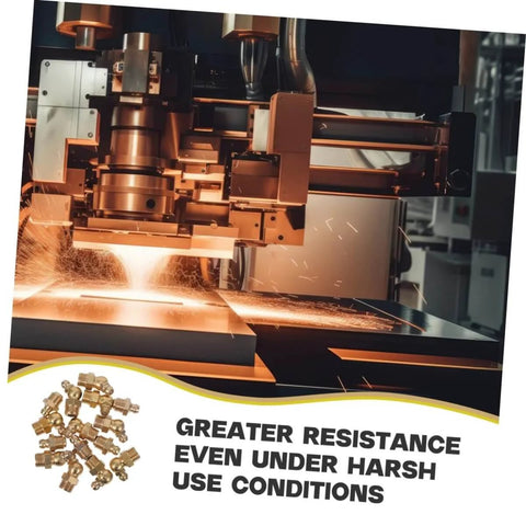 All In One Brass Grease Fittings And Nozzles Kit With Straight And Angled Options For Bearings And Mechanical Equipment Lubrication Easy To Use No Disassembly Required Replacement For Various Applications shown near industrial machinery.