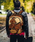 Person wearing Desert Cowboy Horse Sunset Print Backpack For Unisex Everyday Use, large capacity daypack with retro style.