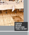 Heavy Duty Folding Table Casters With Steel And Rubber Wheels 4 Pack Locking Casters shown on banquet tables.