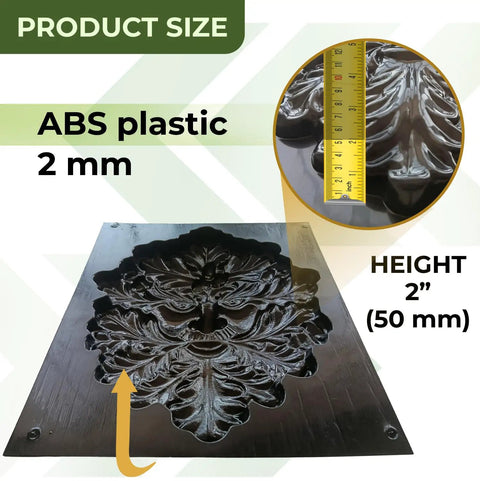 Face Tree Planter Mold For Concrete Gargoyle Garden Gnome And Green Man Face Plaque DIY Cement Molds with ABS plastic, 50 mm height.