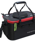Foldable 6 Gallon EVA Fishing Bucket With Breathable Zippered Net Top on a white background