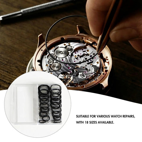 180 Piece Watch Gasket Kit O Rings 18 Sizes 16-30mm Rubber Seals for Watch Back Case Waterproof Repair and Replacement DIY Watchmaking Set