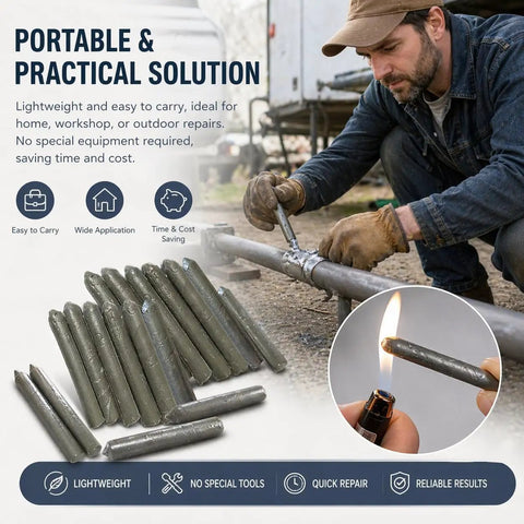 Man using Low Temp Welding Rods For Aluminum Stainless Steel Iron Copper Universal Welds No Flux Quick Melt For Safe DIY Repairs