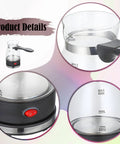 Electric Turkish Coffee Pot With Detachable Handle Clear Glass Teapot And Kettle For Office Home Or On The Go RV Restaurant Use 110V