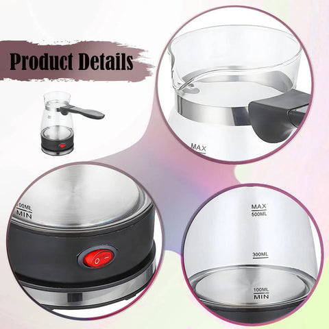 Electric Turkish Coffee Pot With Detachable Handle Clear Glass Teapot And Kettle For Office Home Or On The Go RV Restaurant Use 110V