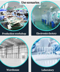 Various use scenarios of Rock Solid Rolling Workbench With Antistatic Surface And Heavy Duty Steel Frame, including factories and labs.