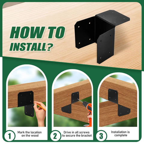 Heavy Duty 4x4 Post Cap Tie Bracket Black Powder Coated Carbon Steel Post To Beam Connector For Deck Pergola Gazebo Patio Includes Screws Easy Install 4 Pack