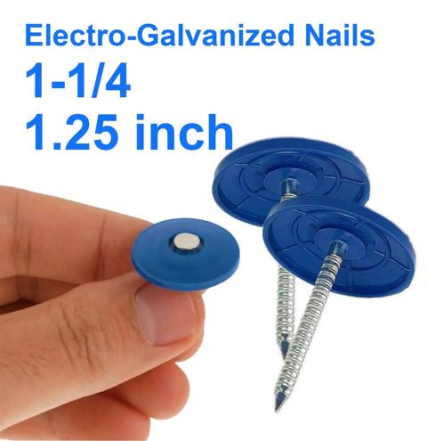 Legit Heavy Duty Plastic Cap Roofing Nails 1 1/4 Inch Electro Galvanized Shingle Fasteners With Smooth Flush Look in hand