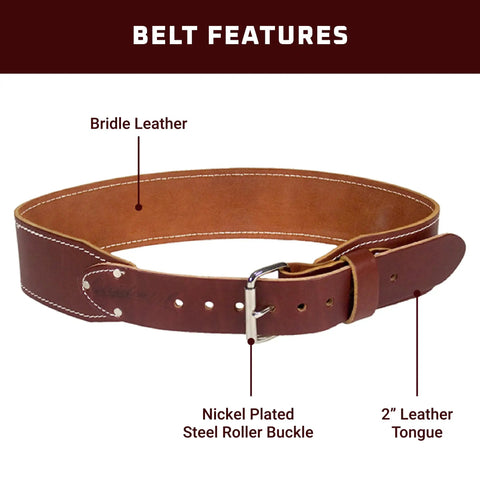 3 Inch Ranger Leather Work Belt With Bridle Leather Edge Stitched And Heavy Duty Steel Roller Buckle Oxy Red XXXL Size Made In USA Built For Tough Jobs And Everyday Gear With Long Lasting Comfort