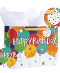 Colorful Balloons Birthday Gift Bag Set With Happy Birthday Text, Matching Tissue Paper, Greeting Card And Tag, Kid Friendly Gift Bag for Kids Birthday Gifts, 13 x 5 x 10 Inches, One Count