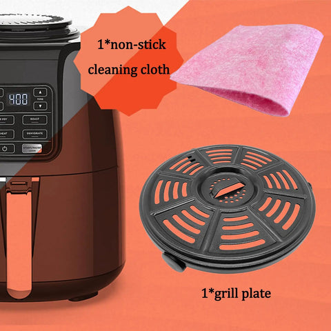 Upgraded 4 Quart Air Fryer Crisping Plate Fits Ninja AF100 And Similar 4 Qt Baskets Premium Nonstick Grill Pan Tray and cleaning cloth.