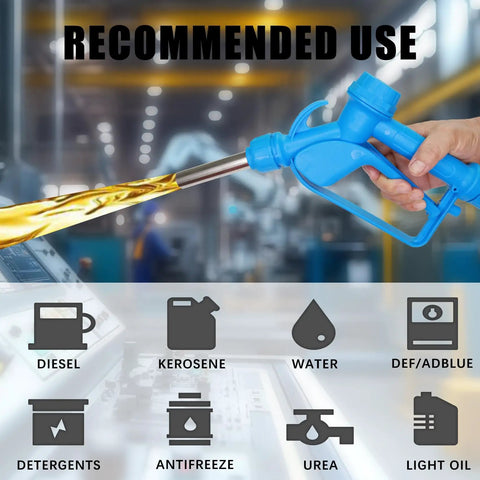 Electrical pump dispensing fluid, recommended for diesel, kerosene, water, DEF, in industrial setting