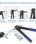 All In One Nutsert Rivet Nut Tool Kit With 500Pcs Metric Nuts M3 M4 M5 M6 M8, showing tool stages with accessories