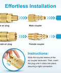 14 Pcs 1 Quarter Inch NPT Air Hose Fittings Kit With Quick Connect Brass Couplers And Plugs Easy Push In Locking Ball Design