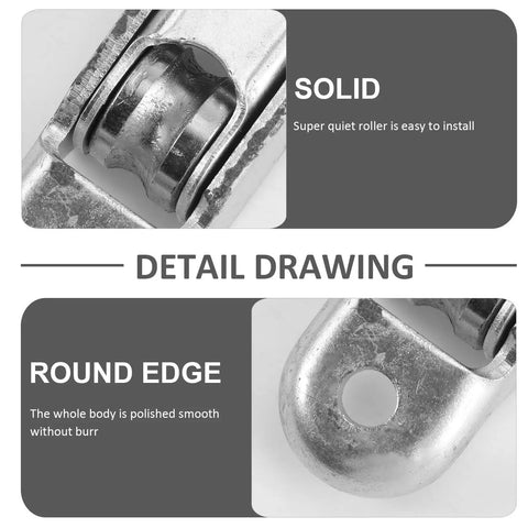Heavy Duty Window Pulley Wheels And Sliding Door Rollers With Silver Nylon Track Deliver Smooth Glide Action For Patio Screen Doors detail showing smooth round edges and quiet roller design.
