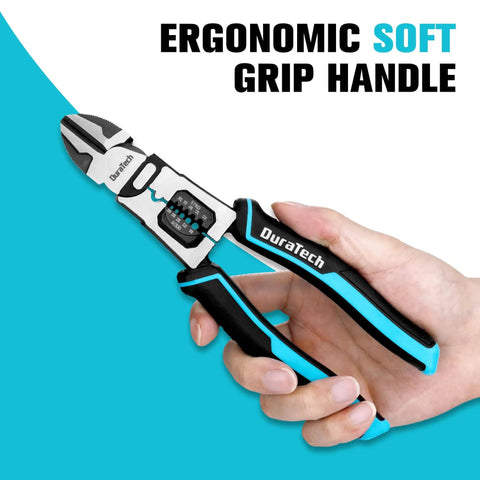 4 In 1 Diagonal Cutting Pliers 8 Inch Heavy Duty Wire Stripper And Cutter With Ergonomic Handle in hand