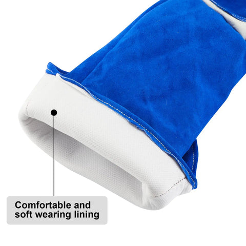 Ultra Tough Bite Proof Animal Handling Gloves with blue lining for pet safe forearm protection