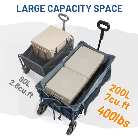 Heavy Duty Collapsible Wagon Cart With Brakes 200L Large Capacity Folding Utility Wagon comparison with 80L wagon