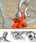 Close-up of a 4 Pack Screw Pin Anchor Shackles For Traction Steel Wire One Quarter Inch Six Millimeter Heavy Duty Stainless Steel 304 Rustproof