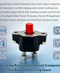 Top Shelf 50 Amp Push Button Circuit Breaker Badass Heavy Duty Build For Marine Motors High Heat Resistive OEM Drop In Swap Zaps Stubborn Hot Trips Smooth Sailing Operation Guaranteed in a close-up view.
